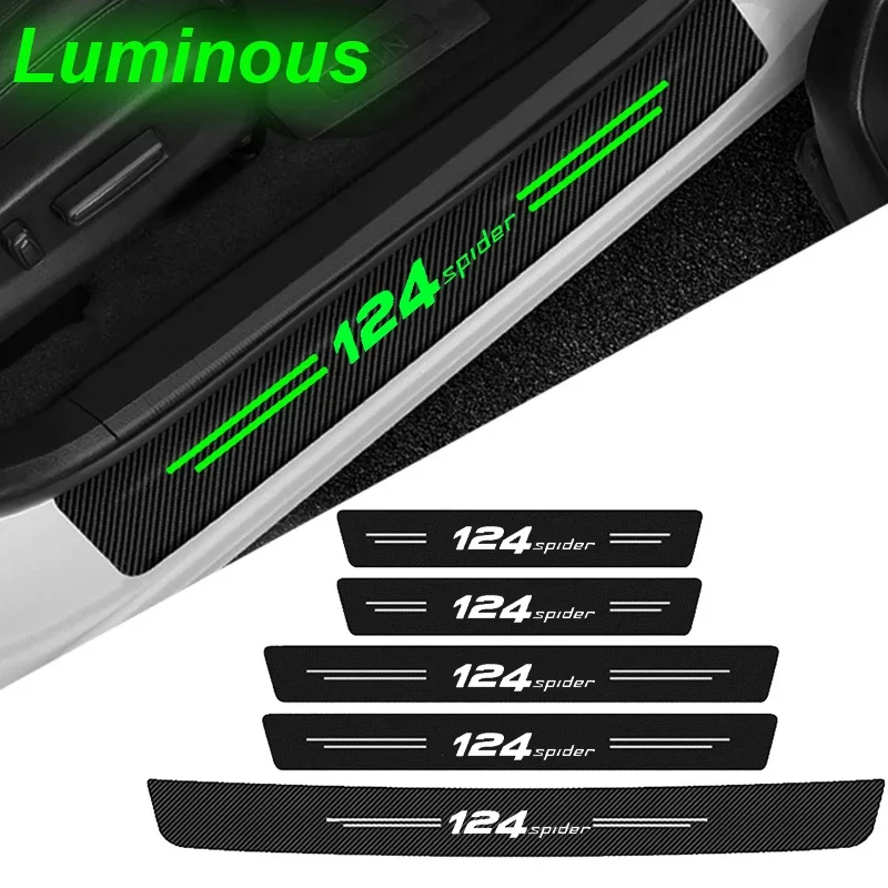 Piastra Di Protezione Del Davanzale Della Portiera Dell'Auto Adesivi Luminosi Della Soglia Del Paraurti Del Bagagliaio Per Fiat 124 Logo Sportivo Abar