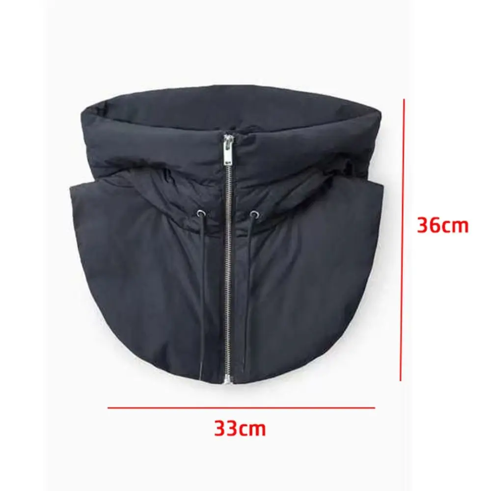 Ultralight Down Hooded Hats Zippper Removable Neck Cover Scarf Balaclava Hat Drawstring Turtleneck Fake Collar Women's