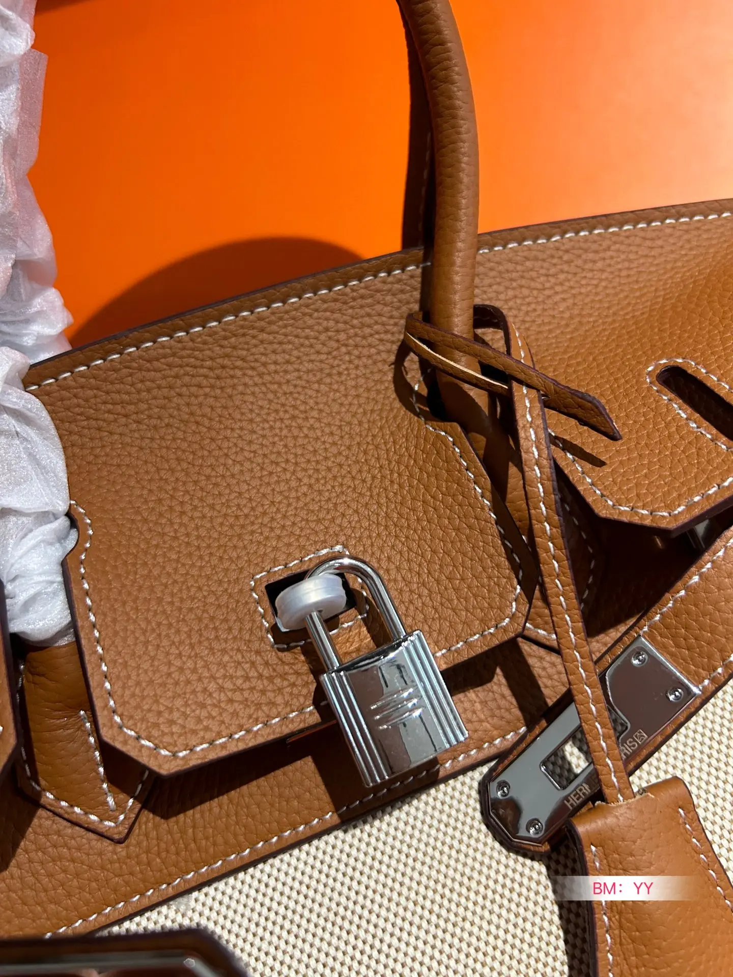 Hermes style copy1:1 Birkin Canvas Platinum Bag Cowhide Handbag