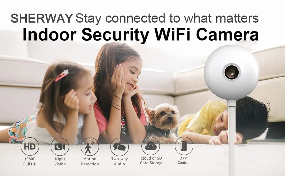 Prednji prikaz kompaktne 5MP Mini WiFi kamere na stolu