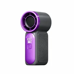 Portable High - Speed Handheld Fan with LED Display and Adjustable Settings (Black)