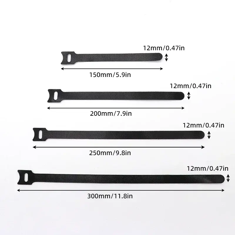 Releasable Cable Ties Wire Organizer Black 15 20 25 30cm Nylon Hook Loop Straps Wrap Zip Bundle Bandage Tie Plastics Fastening - Image 2