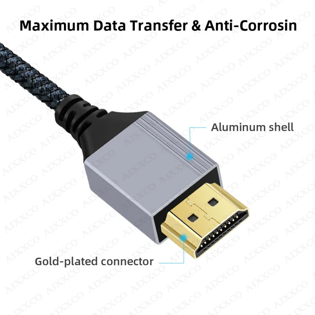 AIXXCO HDMI 호환 케이블, 다양한 디바이스 간에 신호 전달, 고품질 케이블, HDMI-Compatible2.0, 4K 해상도, 할인가격 1,300원, 정상가격 6,254원, 평점 4.8/5