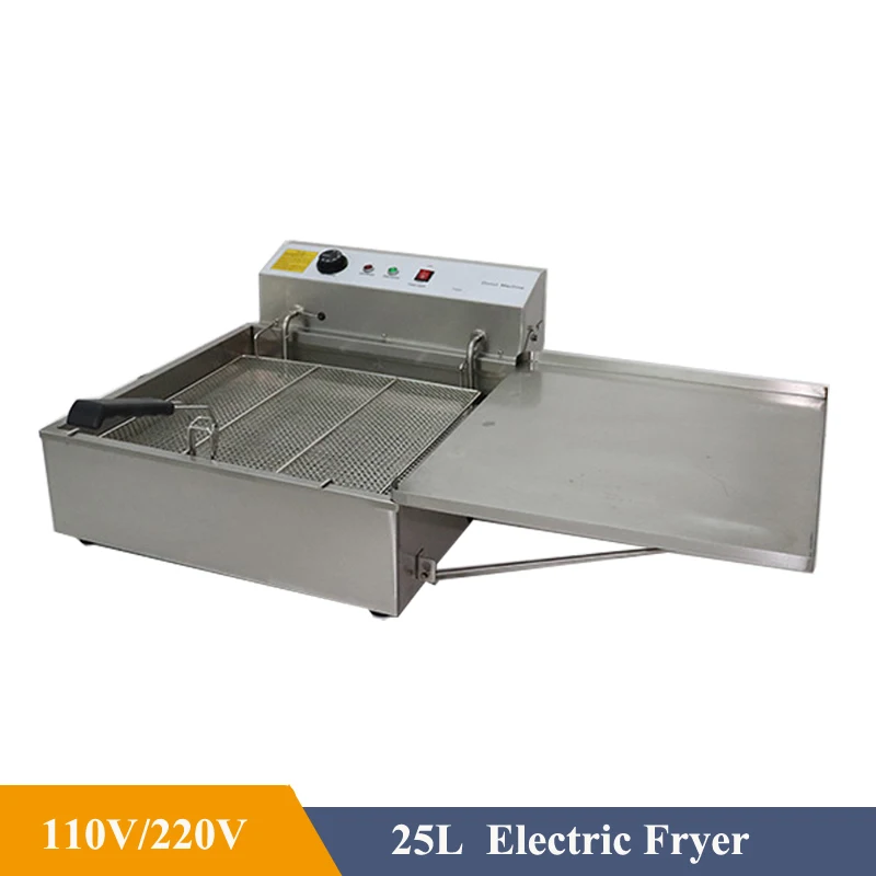 25L Capacity Electric Oil Fryer for Donuts Machine 3000W Commercial 304 Stainless Steel Donut Frying Machine 3