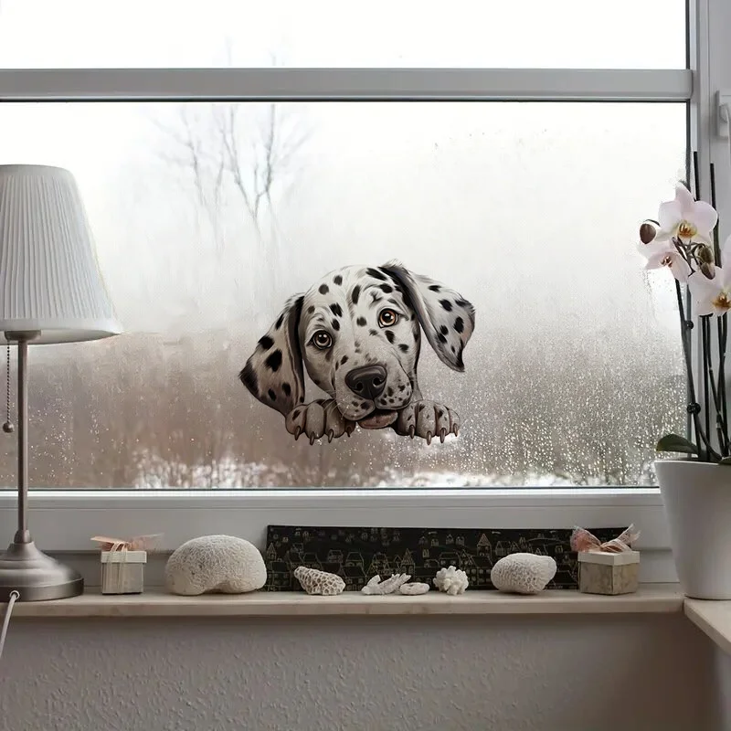 DK116# Prone Dalmatian Dog Stickers Decoration for Living Room, Wall, Bedroom, Toilet and Home Decor Car Decals Self-Adhesive