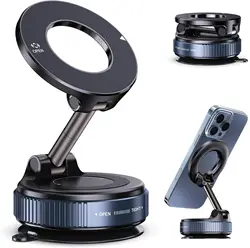 Foldable & Extendable Magnetic Suction Cup Phone Holder (Black)