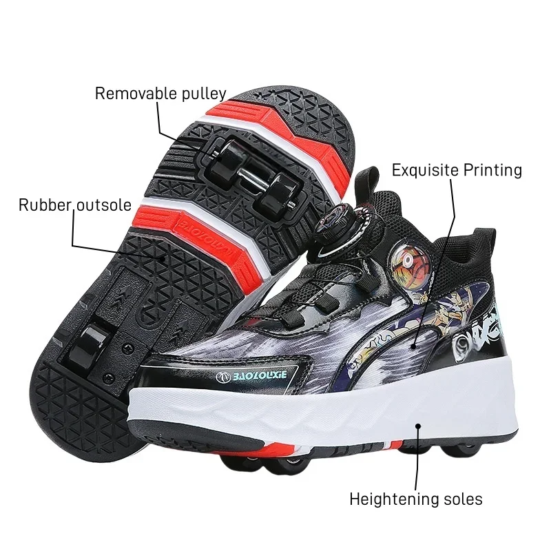 Kids Roller Skate Shoes Casual Outdoor Parkour Detachable With 4 Wheels Boys Girls Fashion Children Deformation Skating Shoes
