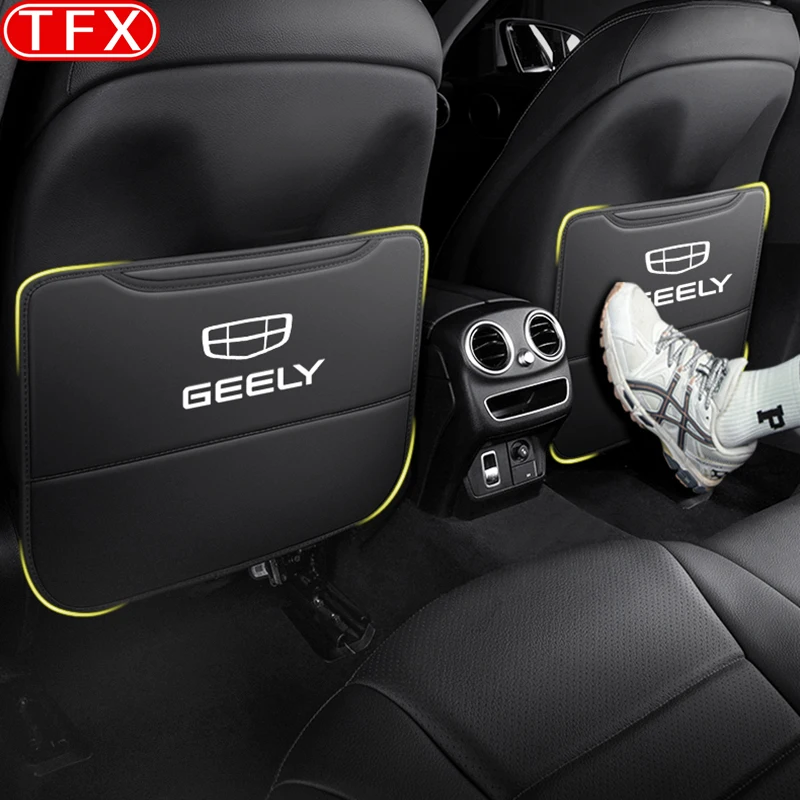 For Geely Geometry C Car PU Leather Anti Kick Mat Pad Anti-kick Protector Mats Seat Back Protector Auto Accessories