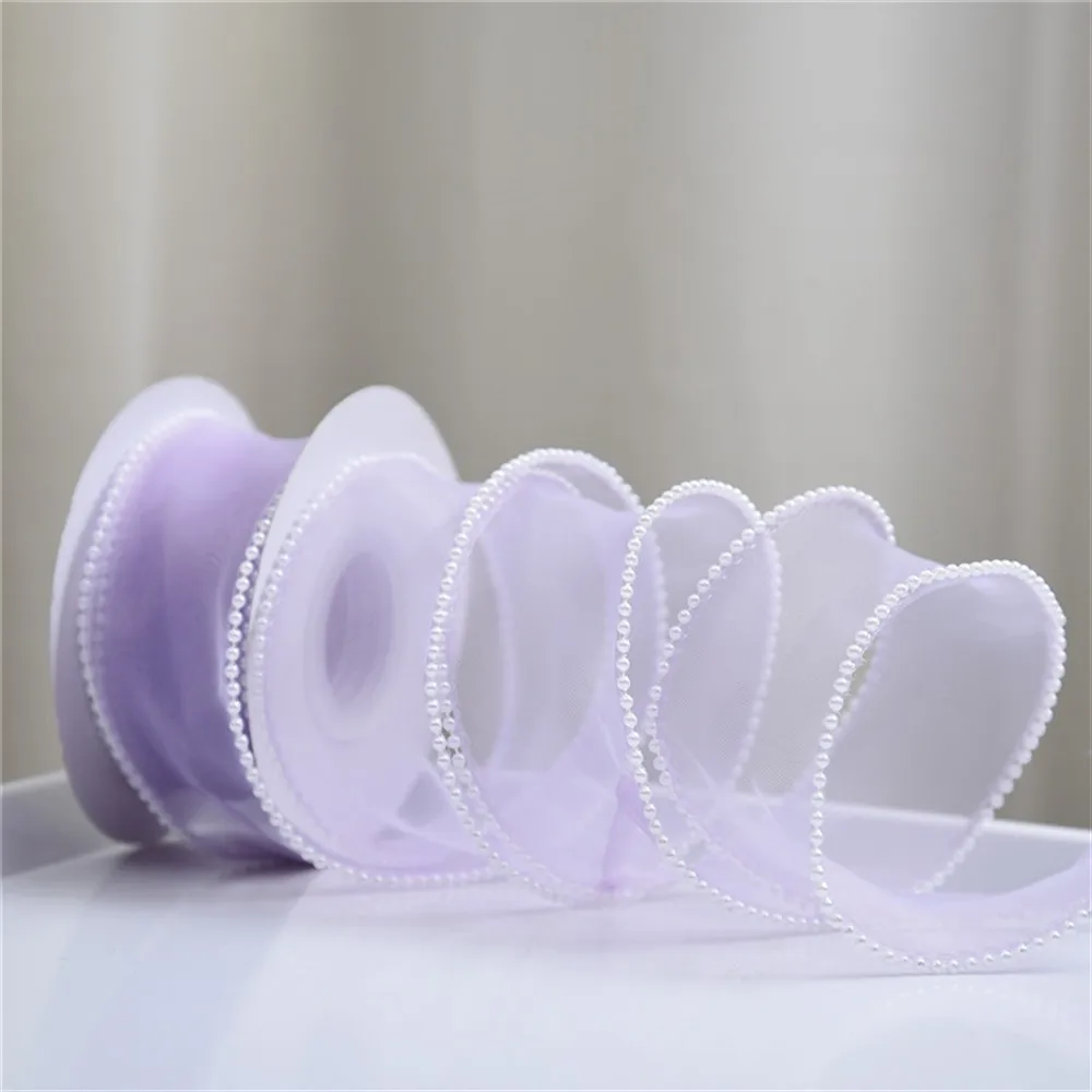 Organzaband mit Perlen, gewellter Rand, für Blumenstrauß, Geschenke, Verpackung, Hochzeit, Party, Dekoration, Nähzubehör, DIY-Handwerk – Detail 10