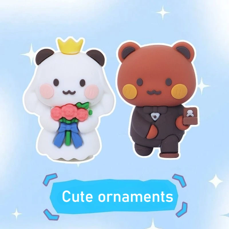 부부와 두두 판다 곰 피규어 인형 웨딩 피규어 미니 커플 동물 장식 인형 발렌타인데이 데스크탑 장식품