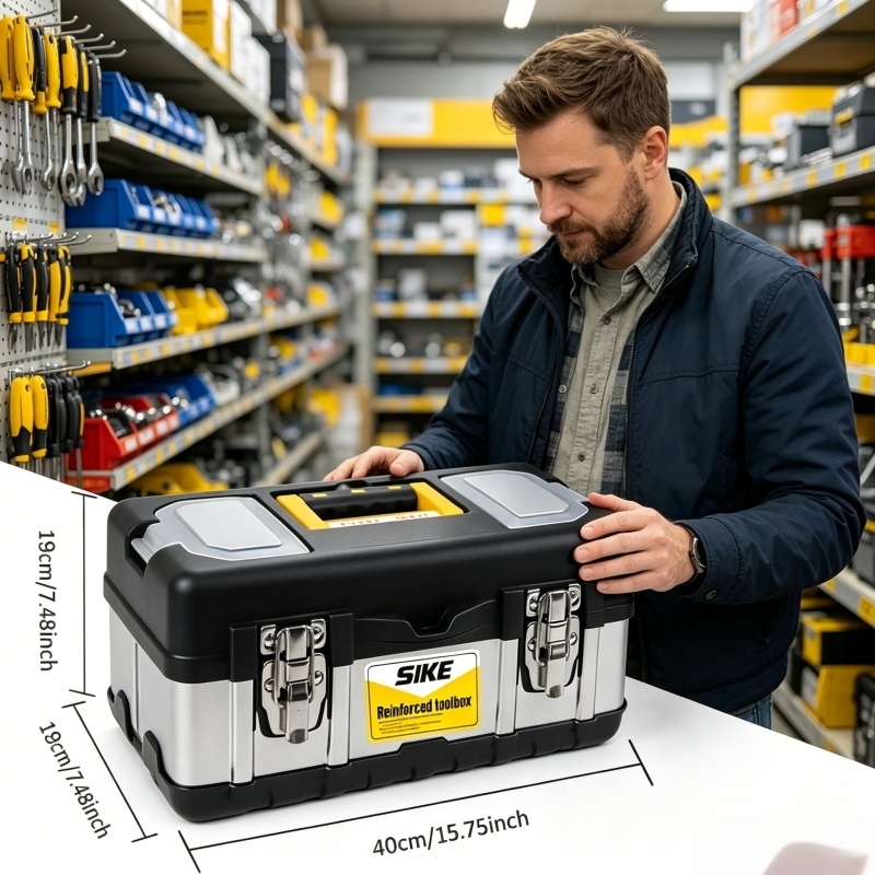 1 Portable Double Layer Tool Box Stainless Steel Plastic Thickened Anti-fall Multi-function Hardware Storage Box Home Daily Use