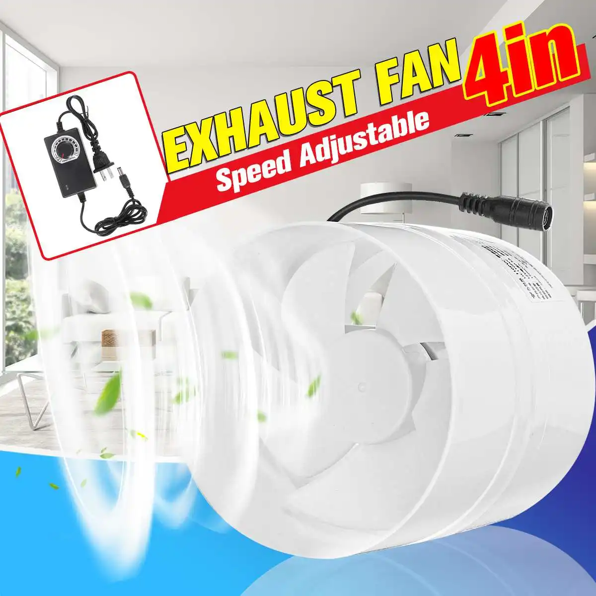 Ventilateur de conduit en ligne, tuyau métallique, extracteur réglable