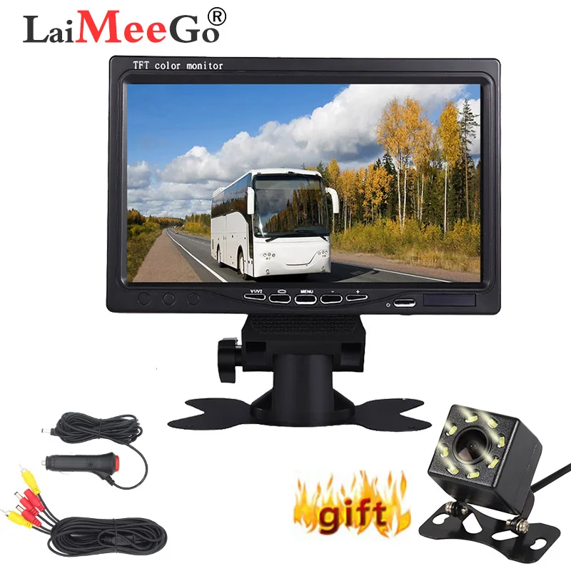 7 inch HD screen Car Monitor kit with 8 led Vehicle Reverse Backup Camera Parking Assistance System Car Electronics for Truck