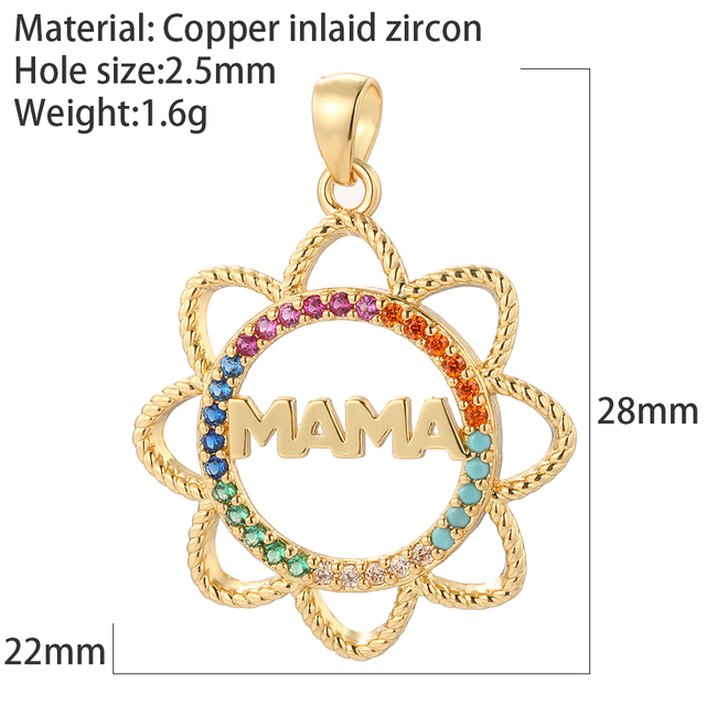 Family Gilr Boy Letter Charm for Jewelry Making Supplies Real Gold Plated CZ Dangle Diy Earring Necklace mama pendant