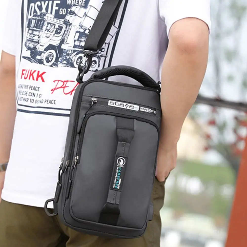 Männer USB Lade Schulter Messenger Rucksack Wasserdichte Zipper Brust Tasche Anti-diebstahl Umhängetaschen Outdoor – Detail 12