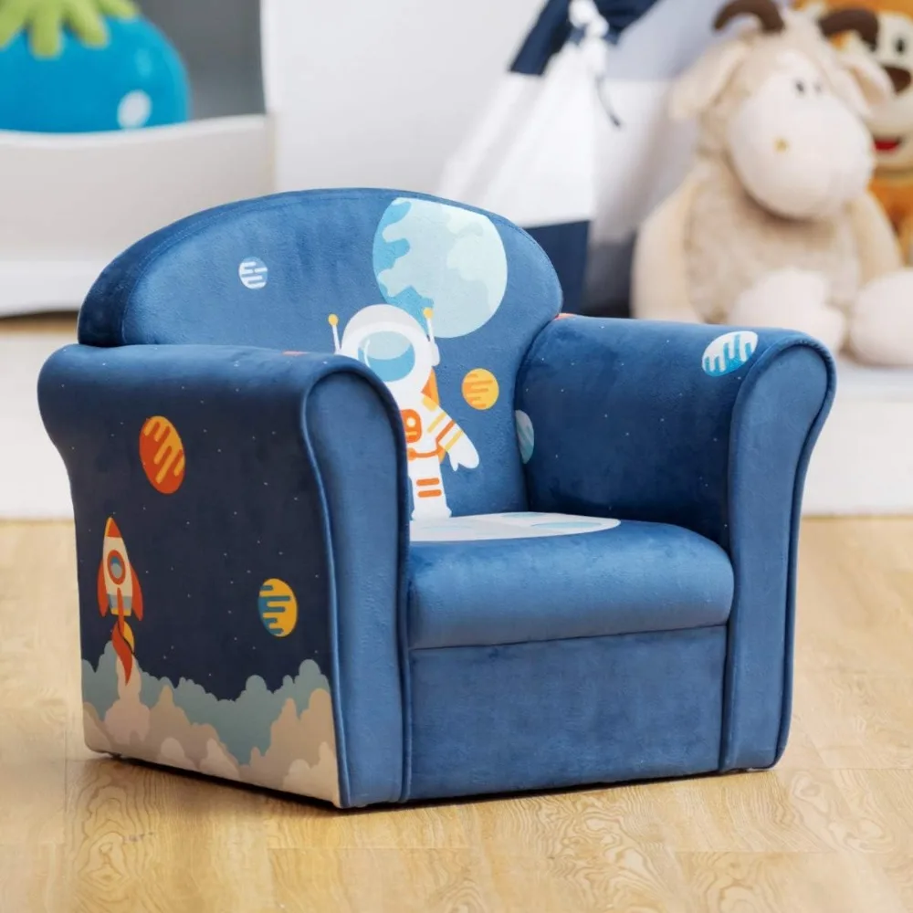 Kids Couch, Children's Sofa Armrest Chair with Pattern, Toddler Furniture w/Sturdy Wood Construction, Preschool 2