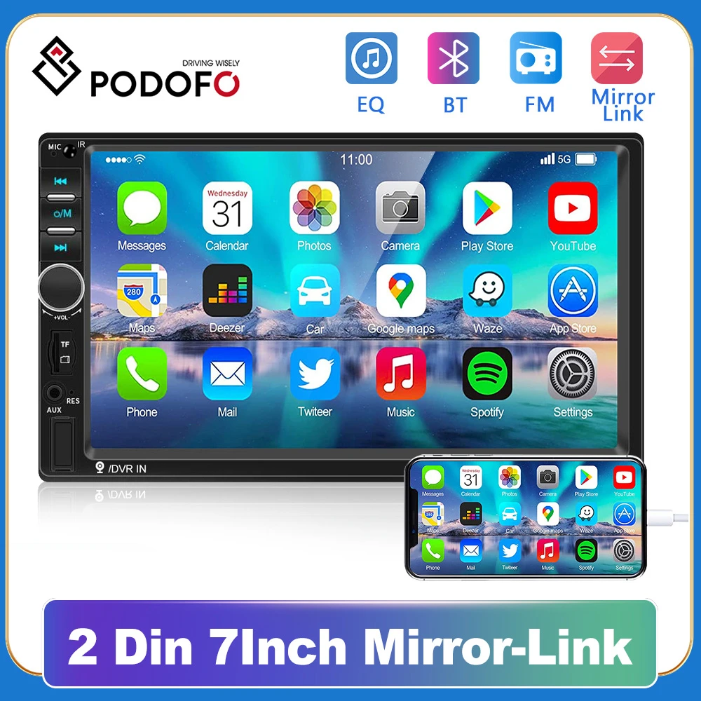 Podofo 2din Car Radio 7