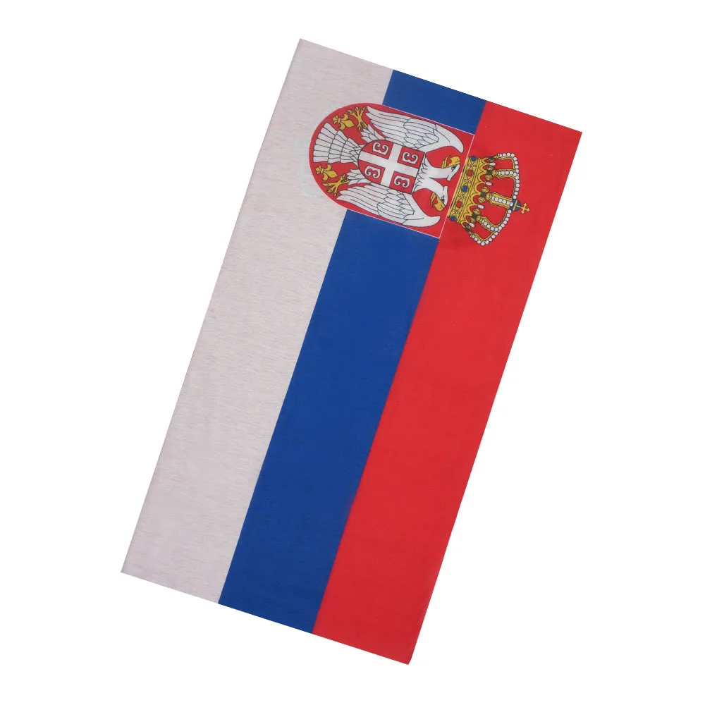 Serbien Flagge Muster Bandana Kopfbedeckung Reiten Sturmhaube Serbische Halsmanschette Unisex Radfahren Staubdichter Schal Wandern Gesichtsbedeckungsmaske – Detail 6