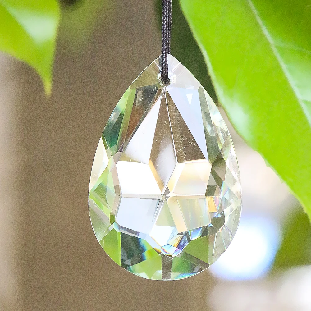2PCS Clear Water Drop Prism DIY Chandelier Crystal Light Accessory Faceted Transparent Glass Hang Ornament Suncatcher Pendant