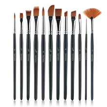 

UEETEK 12pcs Brush Set Nylon Hair Paintbrush Set Artist Watercolor Acrylic Oil Painting Supplies