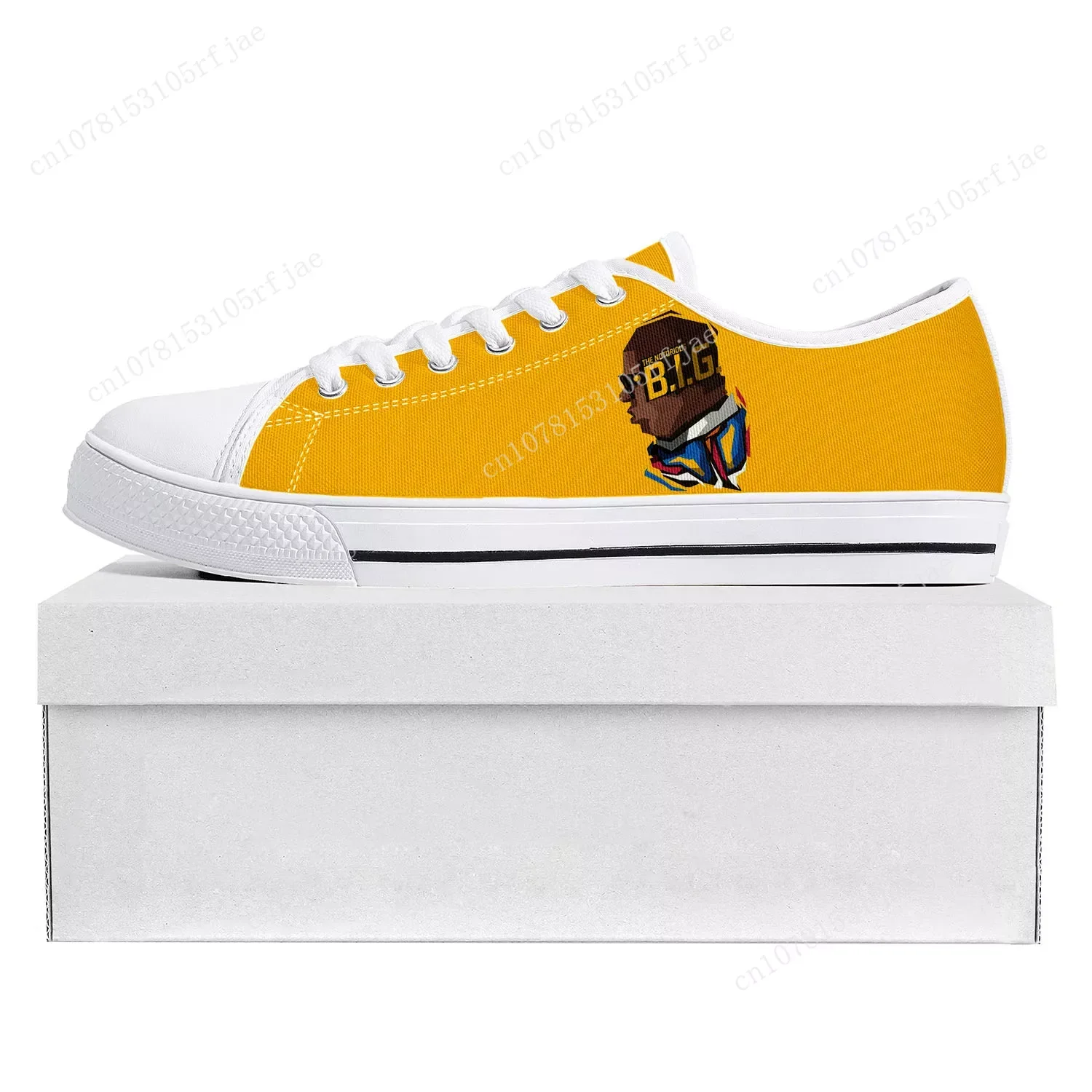 The Notorious B.I.G Rapper Low Top Big Man Sneakers High Quality Mens Womens Teenager Canvas Sneaker Couple Custom Shoe White