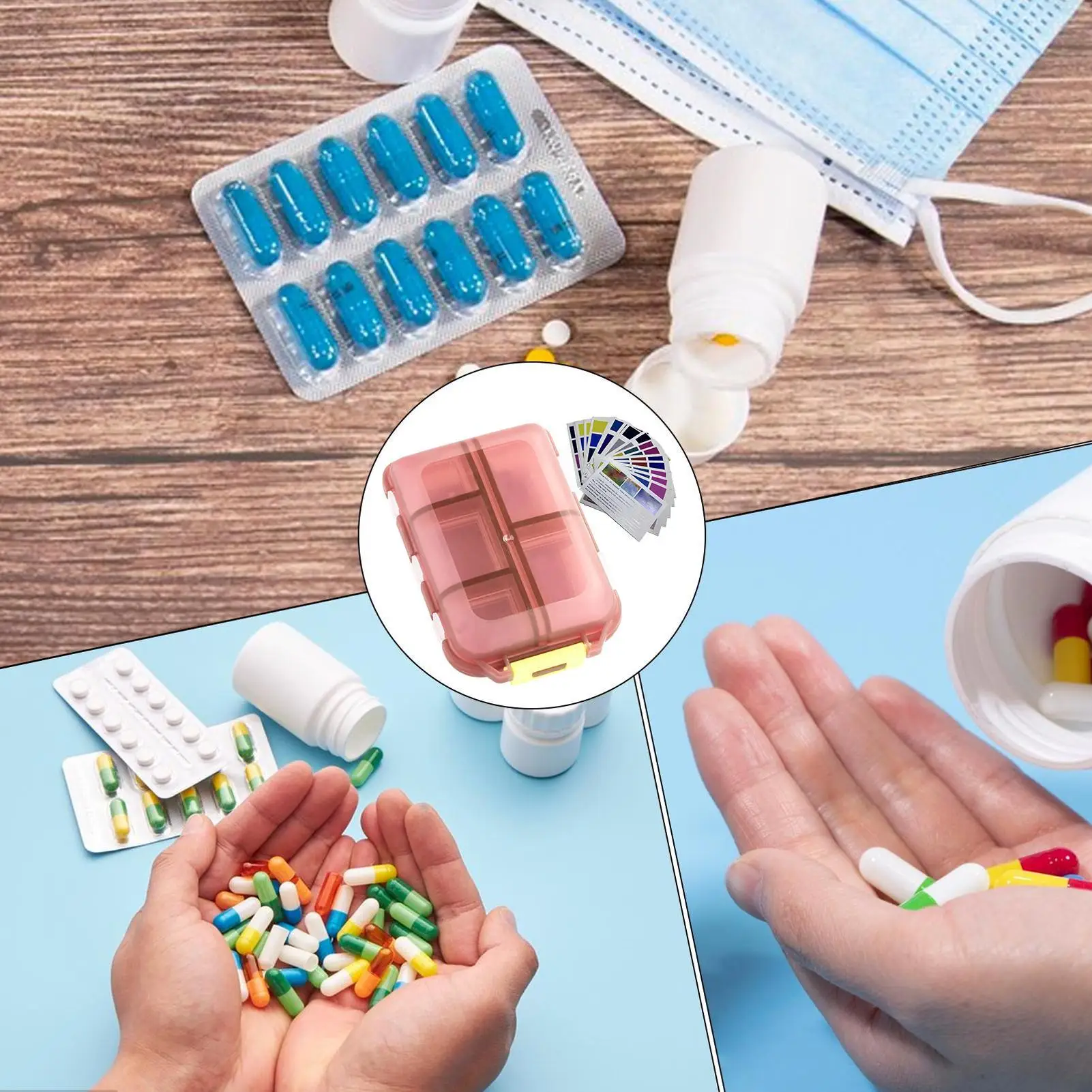 Travel Medicine Organizer Portable Travel Pill Container Medicine Pill Organizer Medicine Storage Box Compact Travel Pill Case