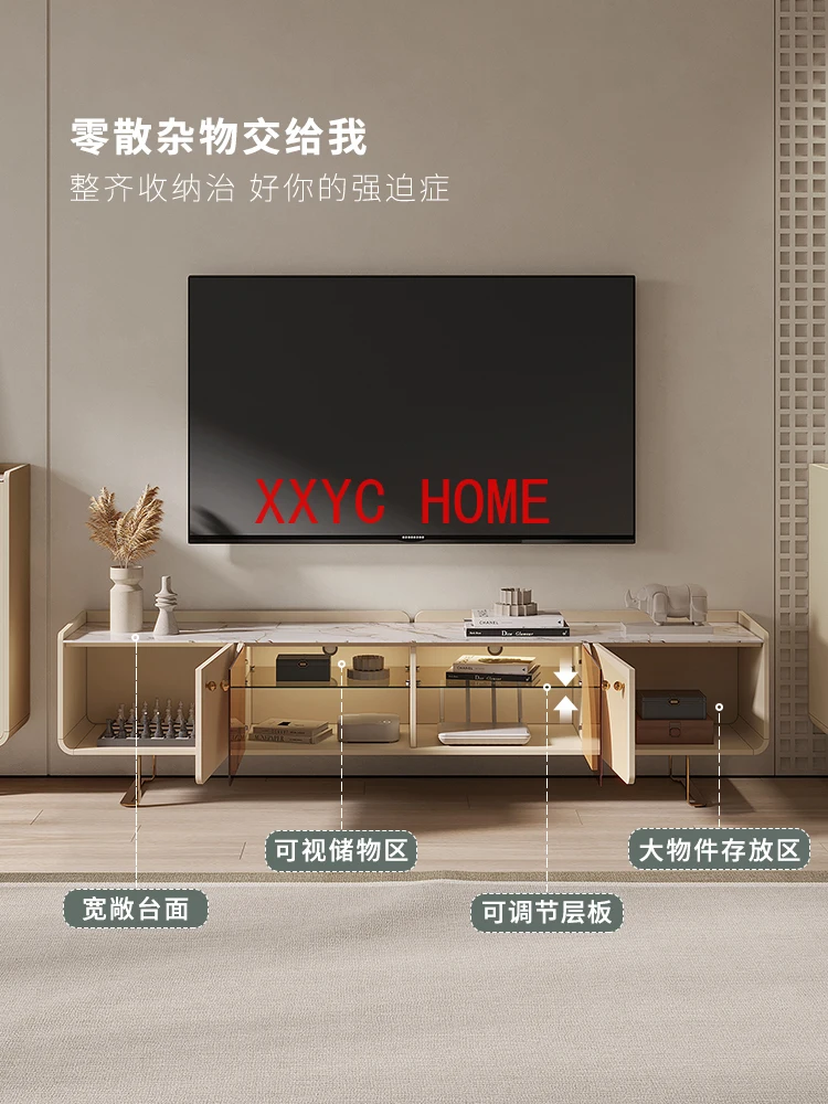 

Light Luxury TV Cabinet Simple and Modern Coffee Table Combination Silent Cream Style Living Room