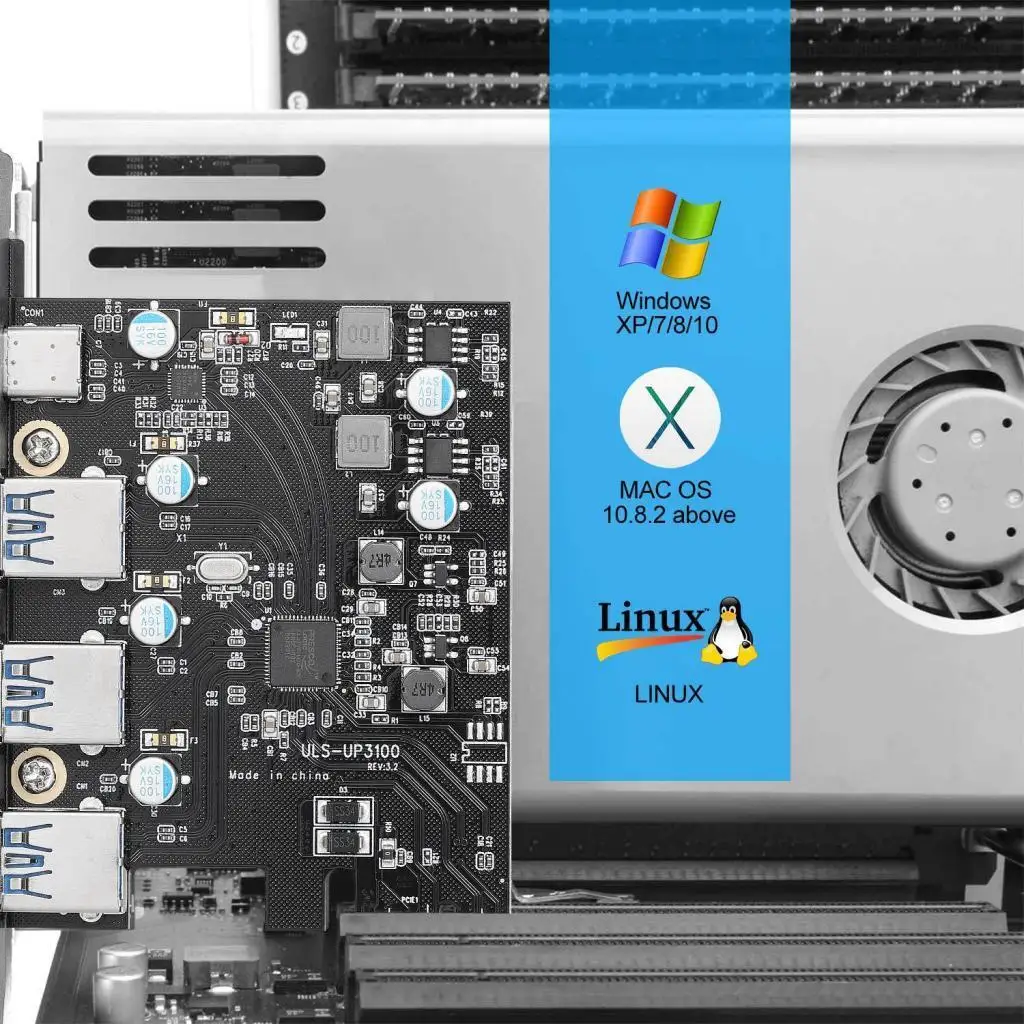 

PCI-E to Type C 3 Type A 1 USB 3 0 4-Port PCI Express Expansion Card