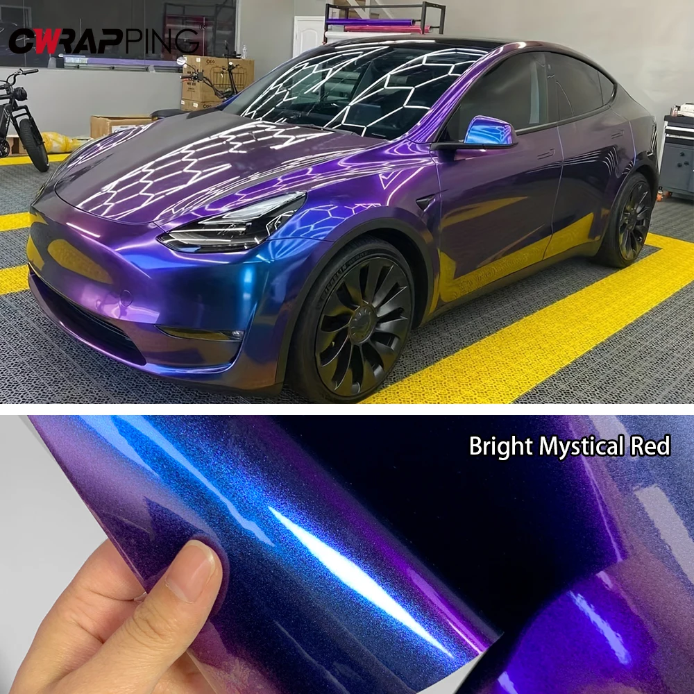 Sparkle Metallic Chameleon Vinyl Wrap Film Roll Purple To Blue Car Adhesive Vinyl Motorcycle Decal Wrapping Car Film Covering