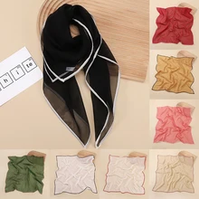 

2022 Spring Square Scarf for Women Soild Color Imitation Silk Feeling Hair Band Foulard Female Office Neckerchief Lady Bandana