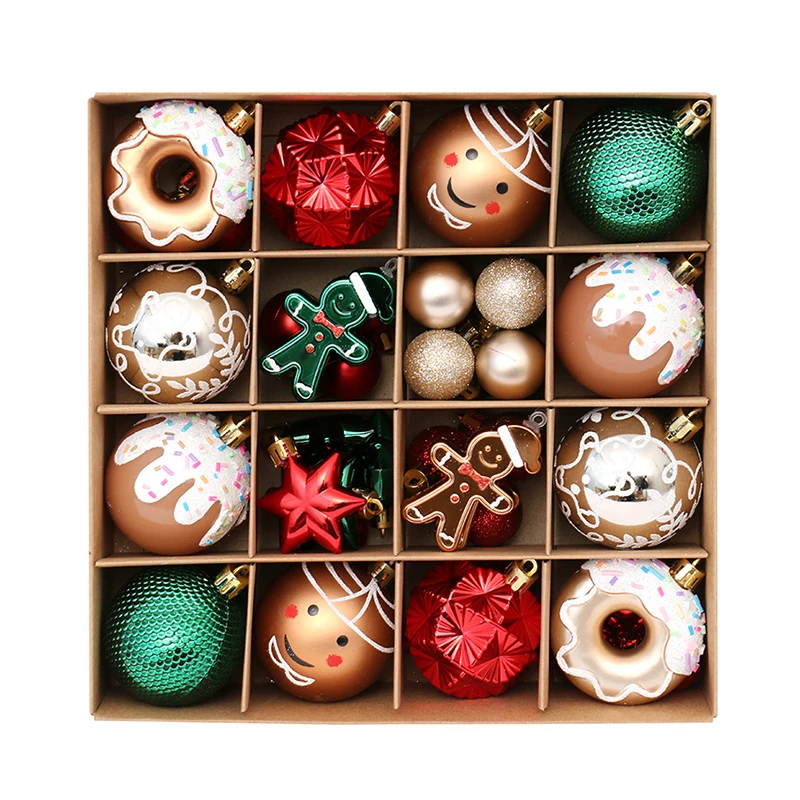 42Pcs 6cm Christmas Ball Gingerbread Man Xmas Tree Hanging Ornaments Christmas Party Home Decoration New Year Gift Navidad 2025