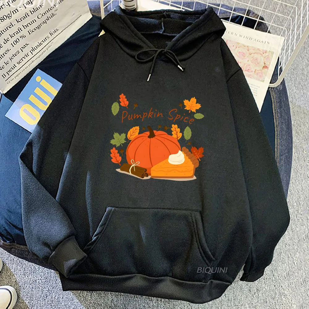 

Pumpkin Spice Print Sweatshirt Fall Winter Long Sleeve Hoodie Vintage Aesthetic Clothing Men/women Fleece Sudadera Soft Pullover