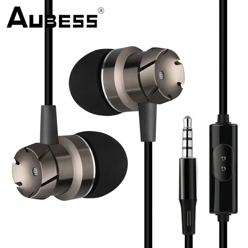 Wire Metal Turbine Headsets With Built-in Microphone Volume 3.5mm In-Ear Wired Earphone For Universal wired earphone