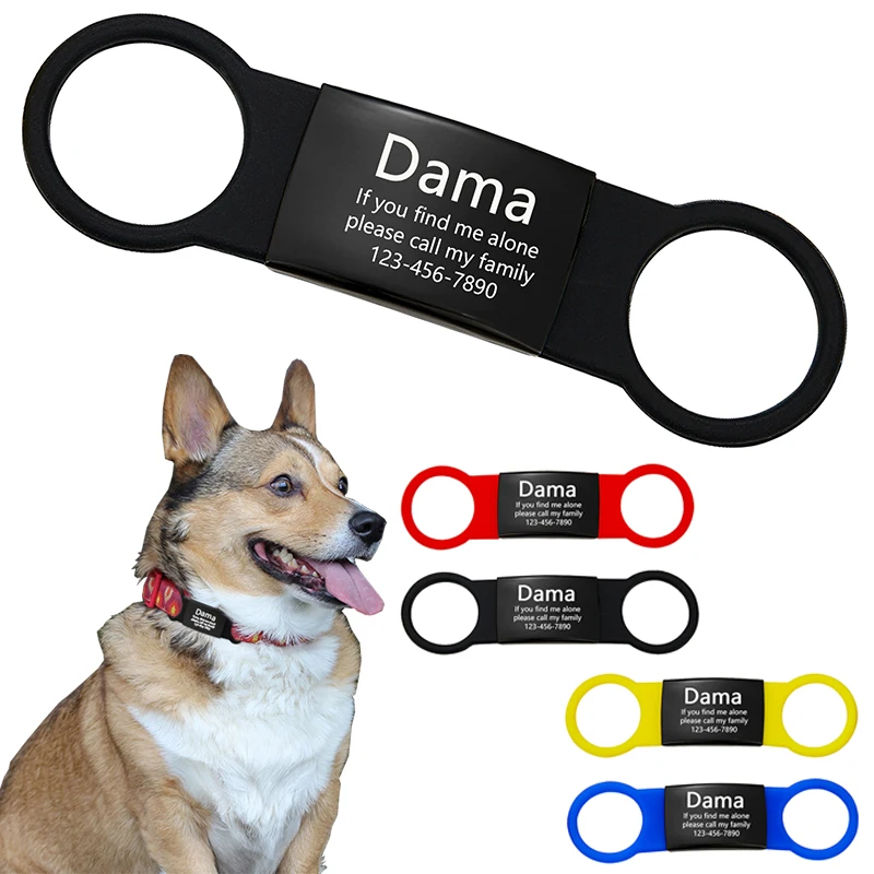 

CustomizablePet Dog Tag Silicone Stainless Steel Dog Collar Personalized Address ID Tags for Dogs Cats