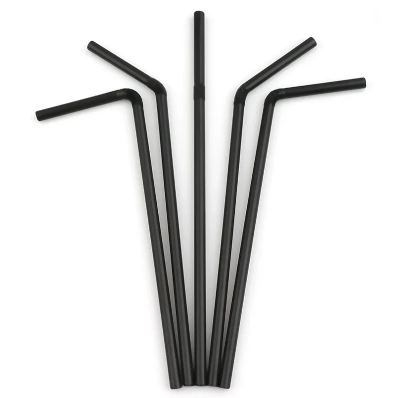 Description Picture 4 of item100Pcs Black Plastic Straws Drinking Disposable Rietjes 21cm Long Flexible Cocktail Straw For Kitchen Beverage Accessories