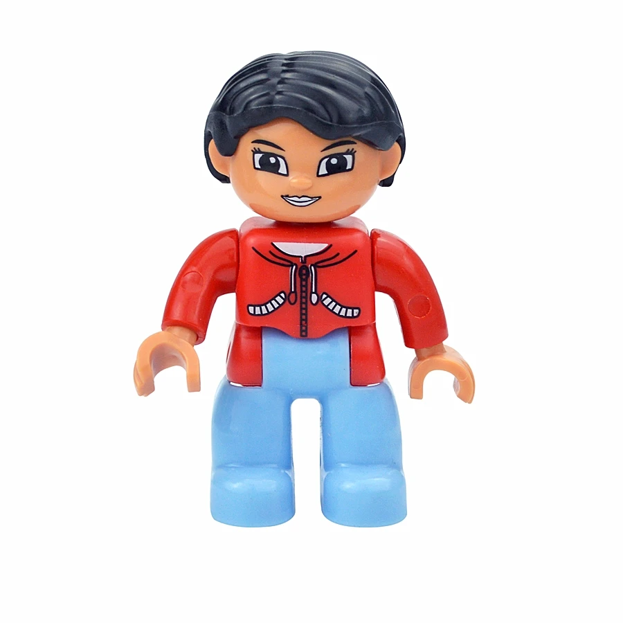 Jumbo Building Block Character Set - Farmer, Pirate, Worker, Doctor & Policeman Figures