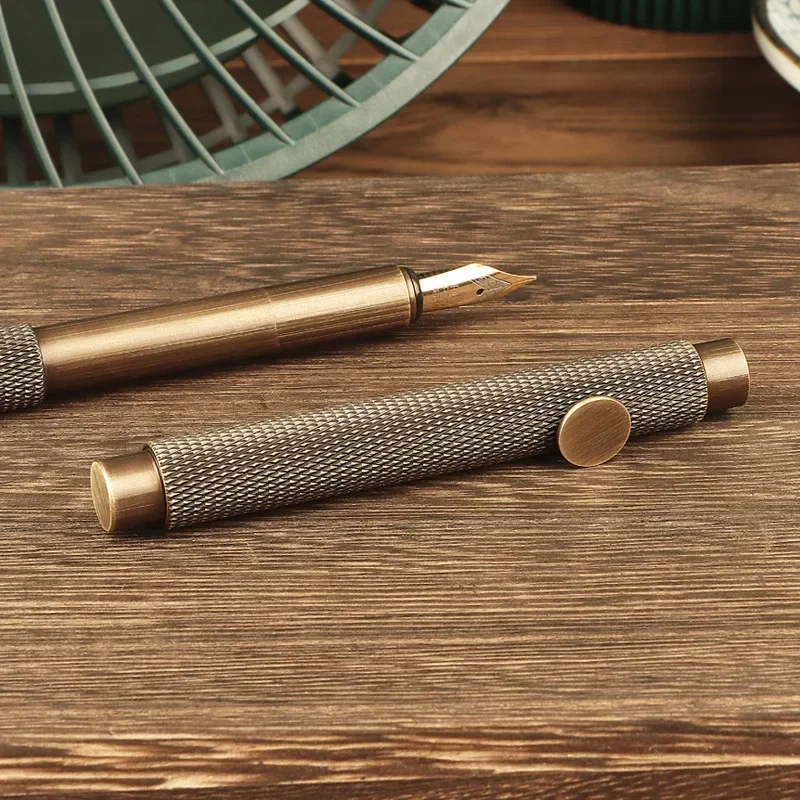 

Retro Brass Metal Short Fountain Pen, Business Multi-functional Tools, Stationery Supplies, Mini Pocket Portable Tools Pen, Gift