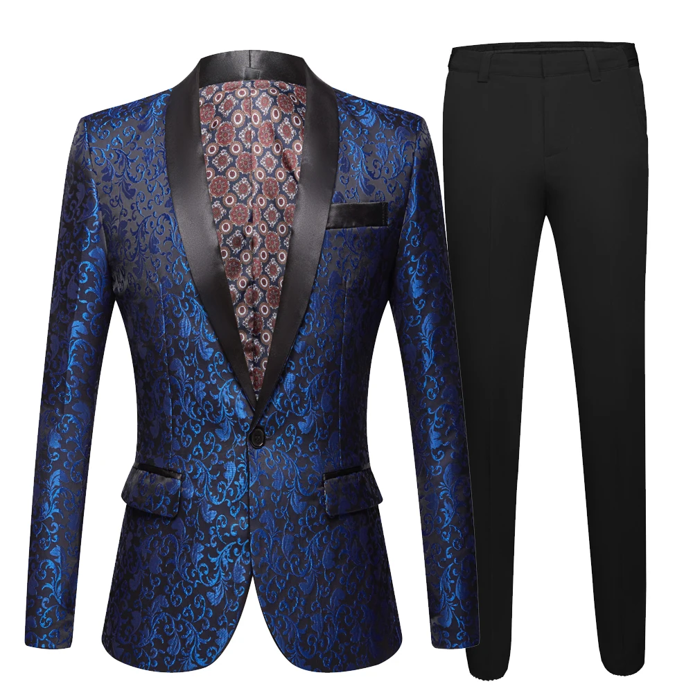 

New Wine Red Black White Pink Blue Men Suit Slim Fit Tuxedo Custom Blazer Groom Prom Wedding Suits(Jacket + Black Pants)