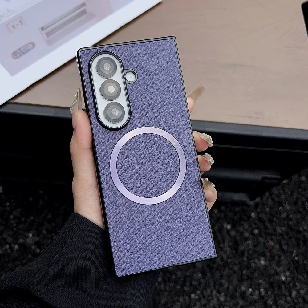 Luxury Fabric Cloth Magnetic Wireless Charging Shockproof Ultra Slim Cover