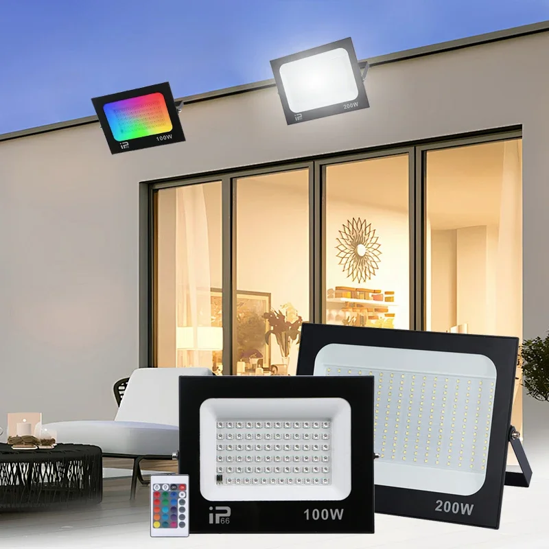 LED Flood Light Spotlight RGB LED Floodlight Projector Outdoor Lighting Waterproof Wall Garage Gym Landscape Lighting AC220V led flood light