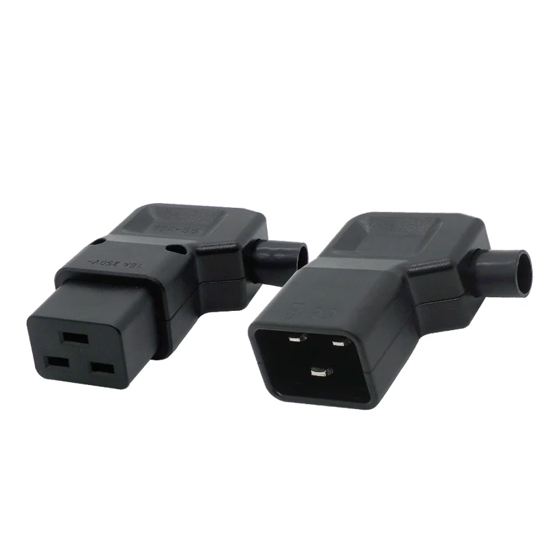 IEC 320 Rewireable Socket 16A 250V 90 degree elbow IEC320 C20 DIY Power Connector Connect C19 Female C20 Male Plug AC Adapter
