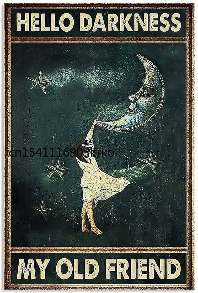 Здравствуйте темнота мой старый друг металлический жестяной фотопостер для паба