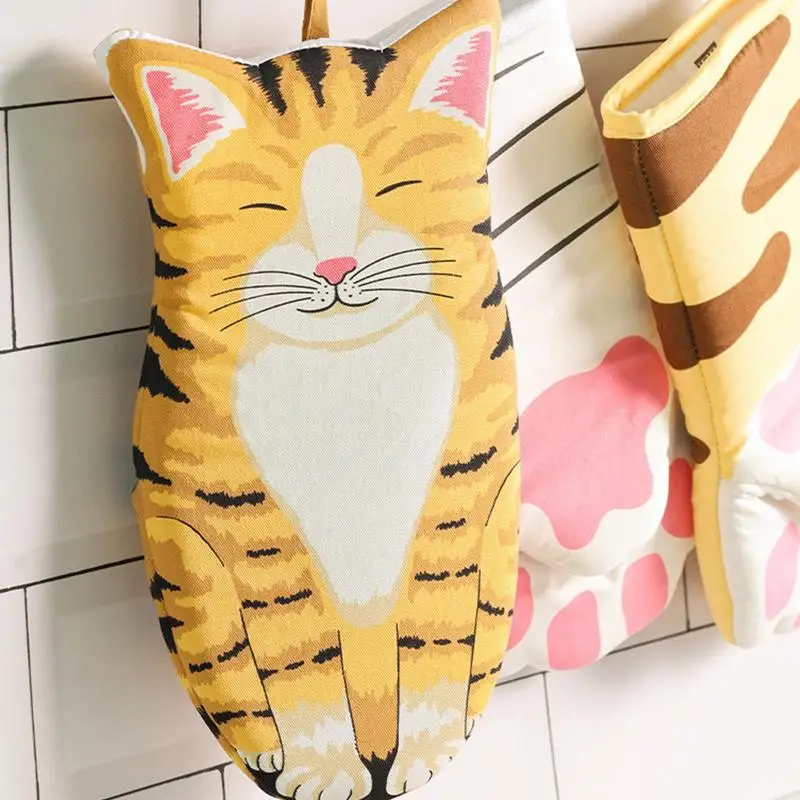 Cute Cat Oven Mitts And Pot Holders Sets Of 3 Funny Animal Insulated Kitchen  Gol