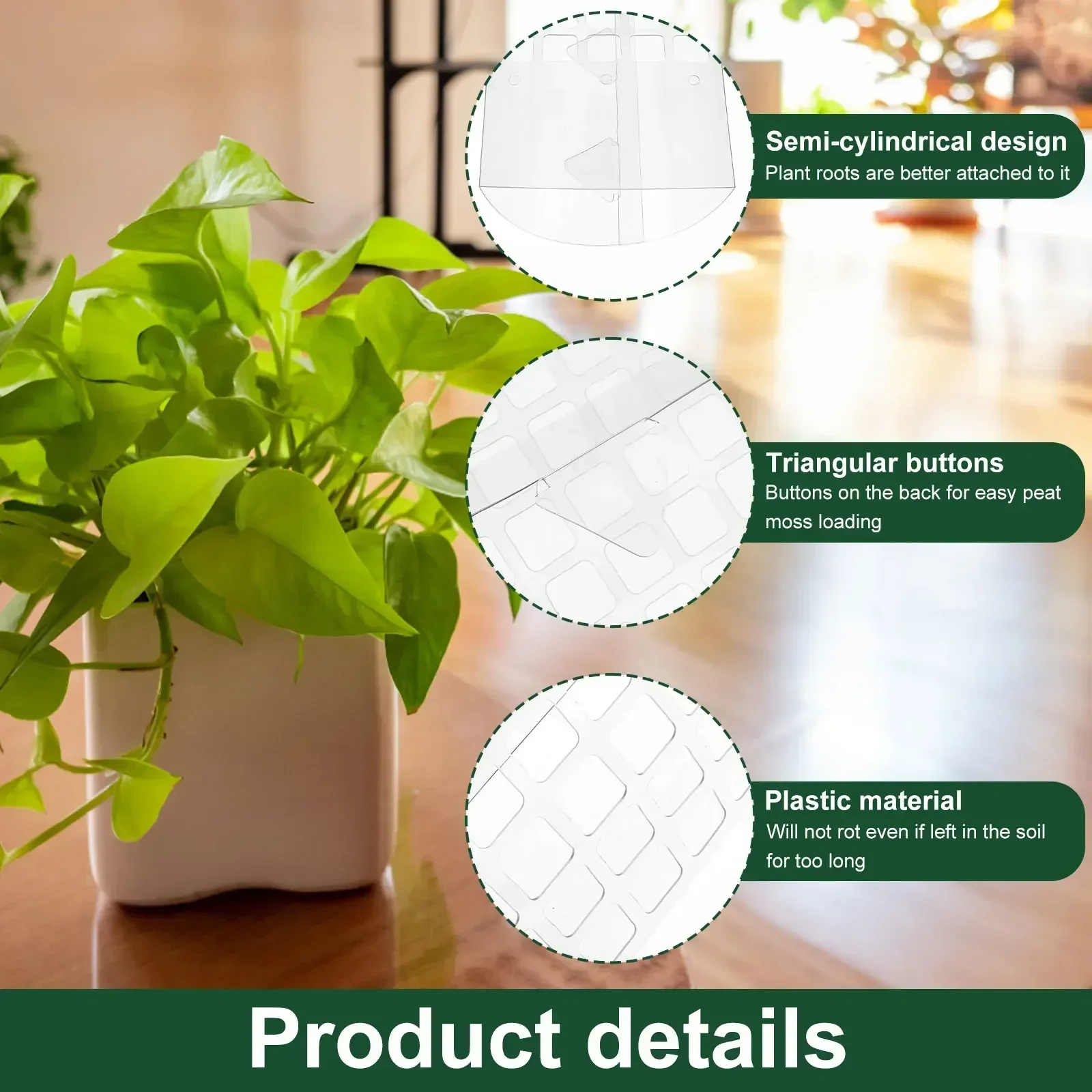24 Inch Moss Poles for Plants Monstera Reusable Semi-cylindrical Sphagnum Moss Poles Hollow Self Watering Plant Support Stick
