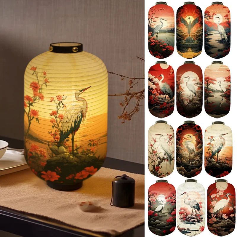 

New 38/50/60cm Festival Lantern Ukiyo-e Japanese Hanging Decoration Party Traditional Crane pattern Pub Cuisine Restaurant Decor