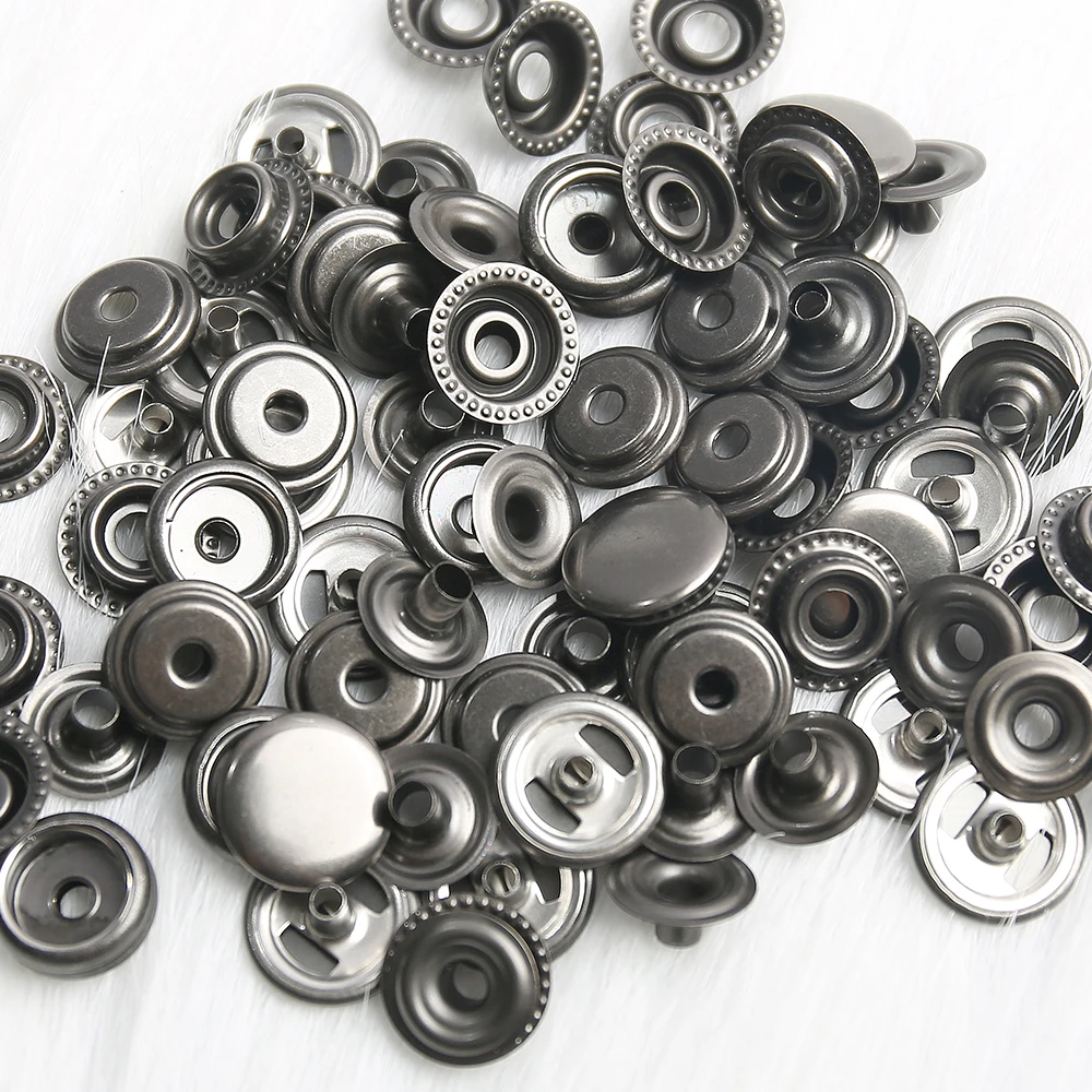 20/50Pcs Snap Fasteners 10mm/12mm/15mm Metal Button Snaps Press Studs  Leather Snaps for Cloth Hand Bag Jeans Making (Color : Silver 655, Size :  50pcs)