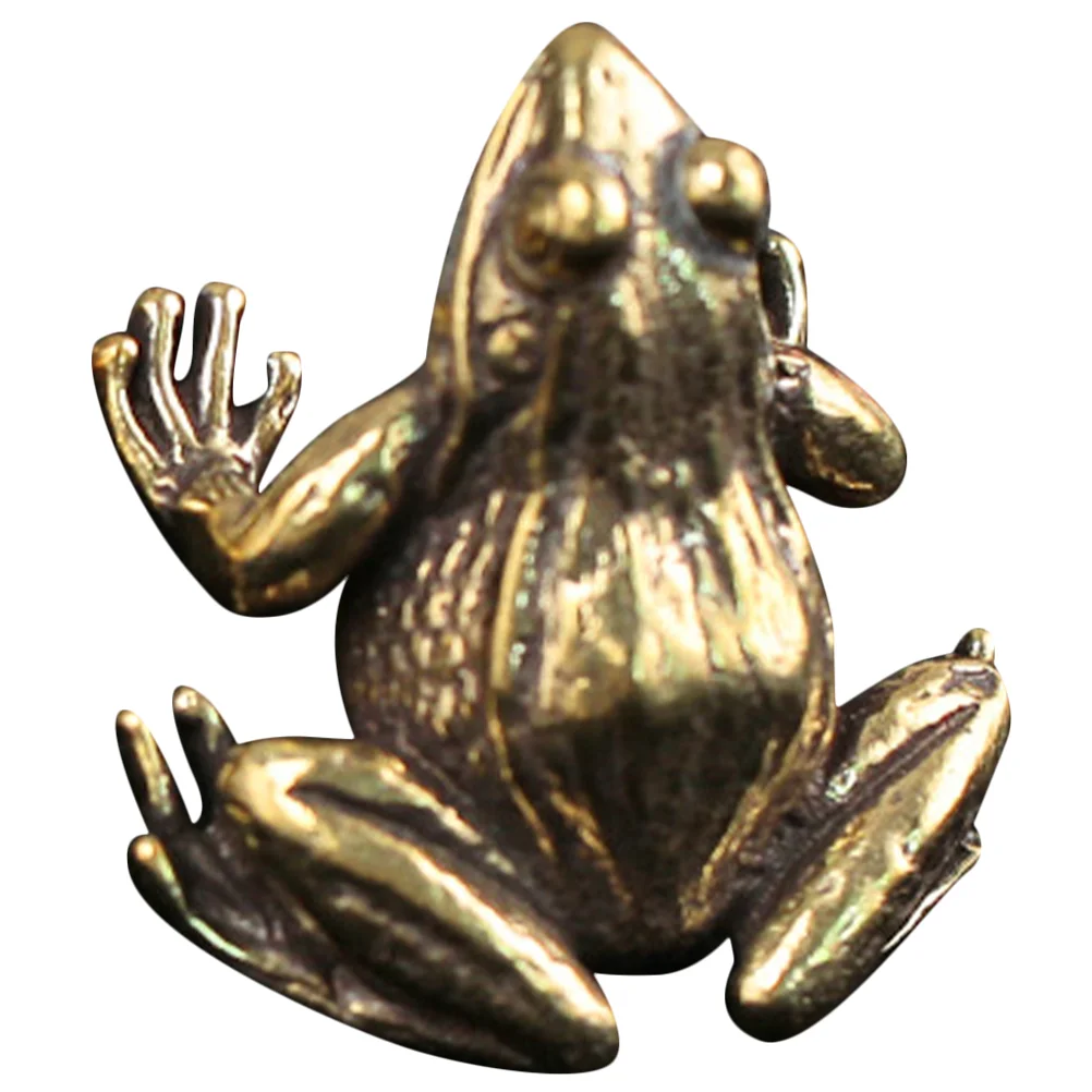

Miniature Frog Figurine Vintage Brass Frog Decoration Frog Statue Desktop Brass Ornament