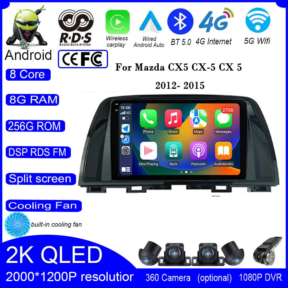 

Автомобильный мультимедийный плеер, Магнитола на Android 14, с 9 "экраном, GPS Навигатором, для Mazda CX5 CX-5 CX 5 2012- 2015
