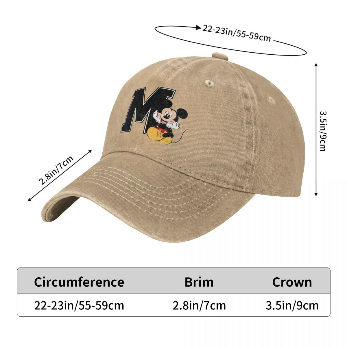 Mickey Mouse M Cartoon Cute Men Women Baseball Cap Manga Anime Distressed Denim Caps Hat Outdoor Running Golf Gift Snapback Cap