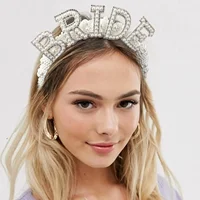 Bride to be Pearl crown Headband Bach Bachelorette hen Party Bridal Shower wedding engagement rehearsal dinner Decoration Gift 4